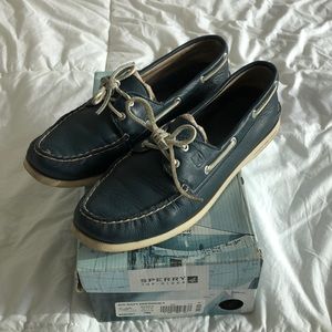 Sperry Top-Sider Leather Navy Boat Shoe Womens 10
